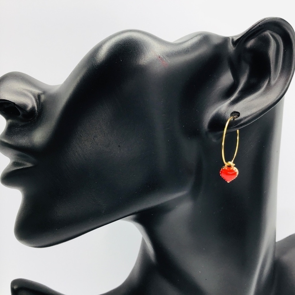 New Heart Earrings Hoop Dainty Boho Red Valentine’s Date Night Charm